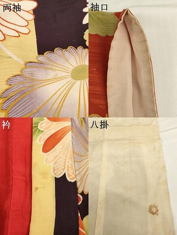 平和屋着物[]アンティーク　大正ロマン　七五三　女の子　5歳　祝着　四つ身　菊　正絹　逸品　AABG3237ja