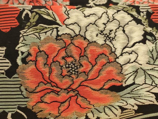 平和屋本店▼打敷 内敷 大判 花丸文 黒地 金糸 法衣 寺院 仏具 仏教 僧侶 神職 装束 AABG3262ja
