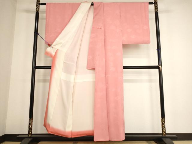平和屋着物■上質な色無地 菊菱地紋 薄紅色 正絹 逸品 AABG3293ja