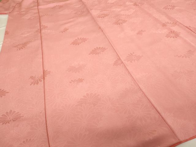 平和屋着物■上質な色無地 菊菱地紋 薄紅色 正絹 逸品 AABG3293ja