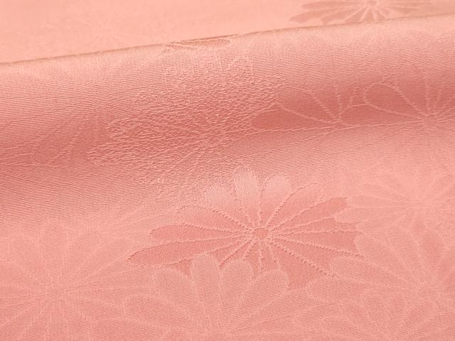 平和屋着物■上質な色無地 菊菱地紋 薄紅色 正絹 逸品 AABG3293ja