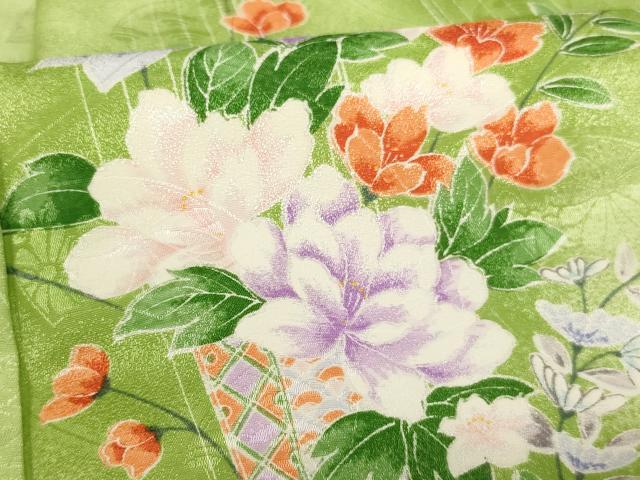 平和屋着物■小紋　飾花文　暈し染め　洗える着物　AABG3298ja