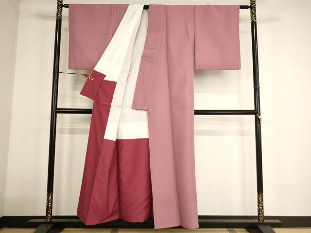 平和屋着物■色無地　長春色　洗える着物　AABG3313ja