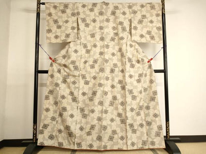 平和屋着物■上質な紬　草花文　正絹　逸品　AABG3322ja