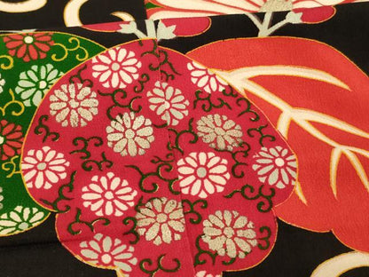 平和屋着物[]アンティーク　大正ロマン　七五三　女の子　5歳　祝着　草花文　金彩　正絹　逸品　AABG3348ja