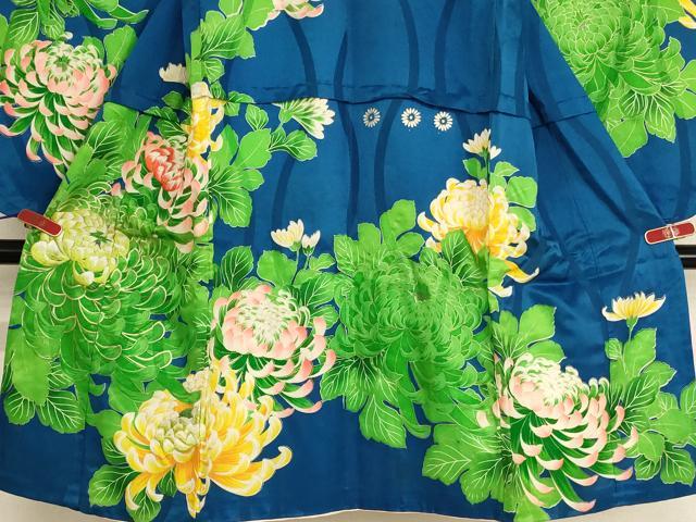 平和屋着物[]七五三　女の子　７歳　祝着　四つ身　長襦袢セット　刺繍　菊　金彩　逸品　AABG3359ja