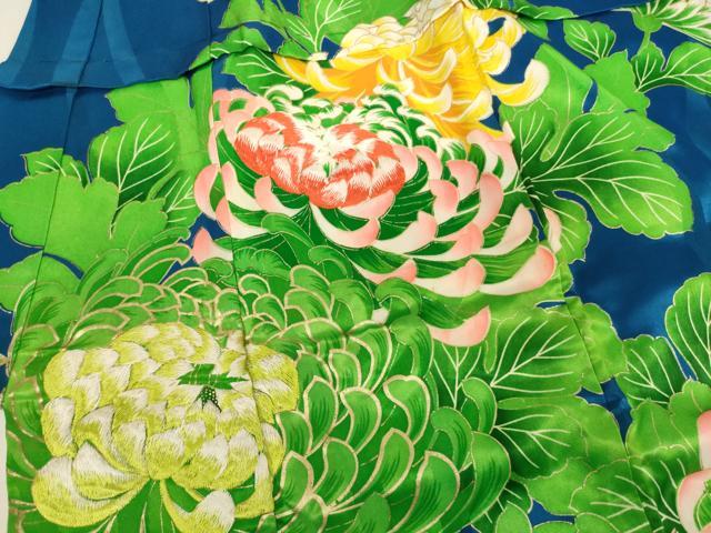 平和屋着物[]七五三　女の子　７歳　祝着　四つ身　長襦袢セット　刺繍　菊　金彩　逸品　AABG3359ja