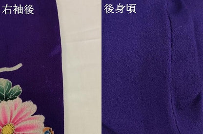 平和屋着物[]アンティーク　大正ロマン　七五三　女の子　３歳　祝着　一つ身　刺繍　飛鶴花文　金糸　鬼しぼ縮緬　正絹　逸品　AABG3360ja