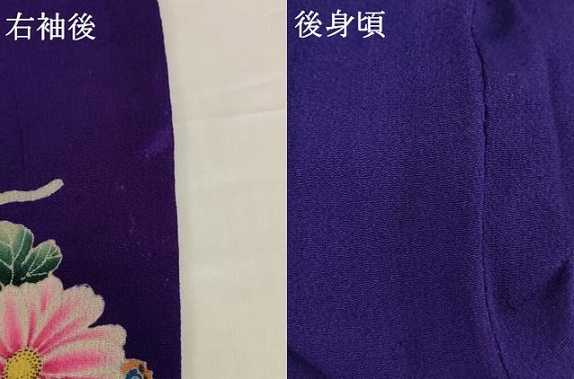 平和屋着物[]アンティーク　大正ロマン　七五三　女の子　３歳　祝着　一つ身　刺繍　飛鶴花文　金糸　鬼しぼ縮緬　正絹　逸品　AABG3360ja