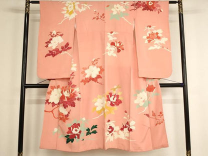 平和屋着物[]七五三　女の子　７歳　祝着　四つ身　牡丹文　金彩　正絹　逸品　AABG3366ja