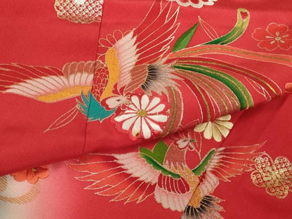平和屋着物[]七五三　女の子　３歳　祝着　三つ身　刺繍　鳳凰花文　暈し染め　金糸　金彩　正絹　逸品　AABG3375ja