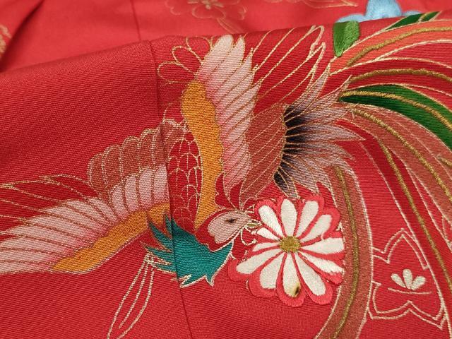 平和屋着物[]七五三　女の子　３歳　祝着　三つ身　刺繍　鳳凰花文　暈し染め　金糸　金彩　正絹　逸品　AABG3375ja