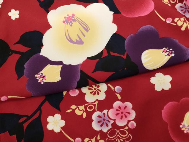 平和屋着物[]七五三　女の子　７歳　祝着　四つ身　arisana　椿文　洗える着物　AABG3379ja