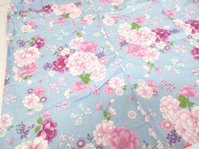 平和屋着物＊夏物 浴衣 子供 女の子 舞花文 リボン 綿 逸品 AABG3382ja