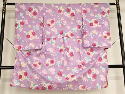 平和屋着物＊夏物 浴衣 子供 女の子 花丸文 桜 綿 逸品 AABG3383ja
