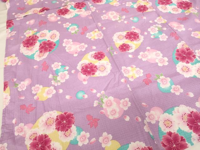 平和屋着物＊夏物 浴衣 子供 女の子 花丸文 桜 綿 逸品 AABG3383ja