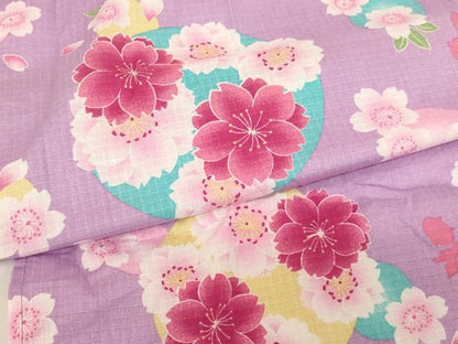 平和屋着物＊夏物 浴衣 子供 女の子 花丸文 桜 綿 逸品 AABG3383ja