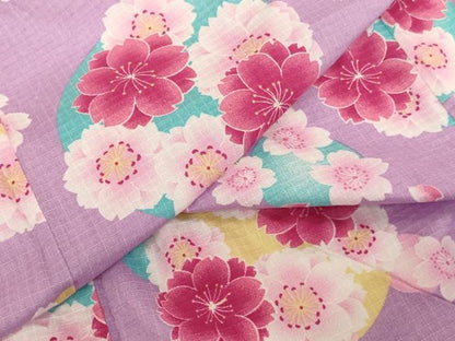 平和屋着物＊夏物 浴衣 子供 女の子 花丸文 桜 綿 逸品 AABG3383ja
