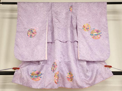 平和屋着物[]七五三　女の子　３歳　祝着　三つ身　鈴　洗える着物　AABG3388ja