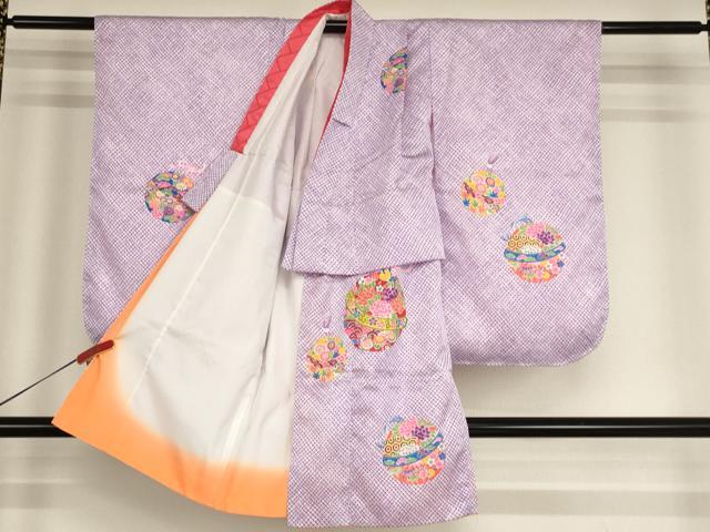 平和屋着物[]七五三　女の子　３歳　祝着　三つ身　鈴　洗える着物　AABG3388ja