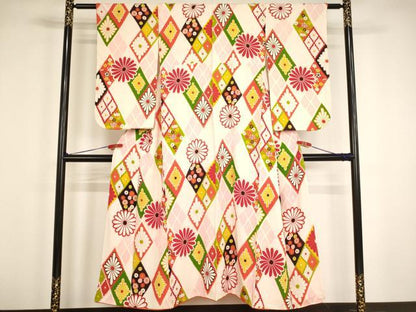 平和屋着物∵女の子　十三参り　子供　祝着　花菱文　正絹　逸品　AABG3389ja