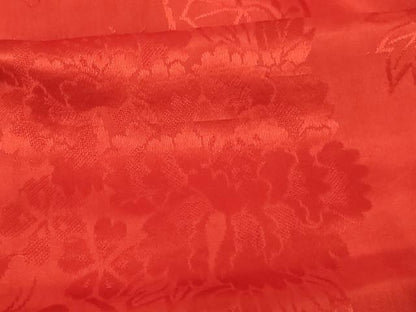 平和屋着物[]大正ロマン　アンティーク　長襦袢　袷　子供　女の子　立涌草花地紋　紅緋色　正絹　逸品　AABG3391ja
