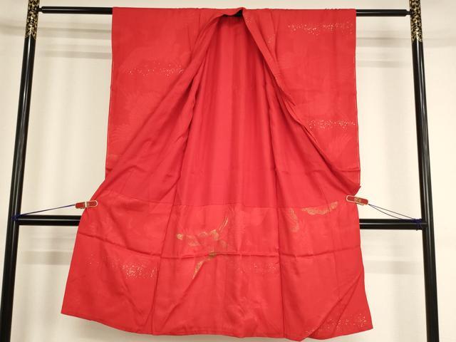 平和屋着物[]子供　女の子　長襦袢　袷　飛鶴文　金彩　正絹　逸品　未使用　AABG3392ja