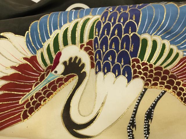 平和屋着物[]七五三　男の子　3歳　一つ身　祝着　駒刺繍　飛鶴宝船文　暈し染め　金彩　正絹　逸品　AABG3393ja