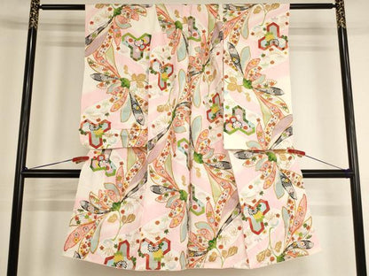 平和屋着物[]七五三　女の子　5歳　祝着　草花文　暈し染め　金彩　正絹　逸品　AABG3394ja