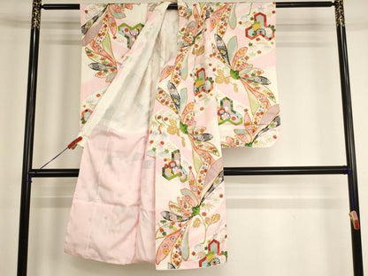 平和屋着物[]七五三　女の子　5歳　祝着　草花文　暈し染め　金彩　正絹　逸品　AABG3394ja