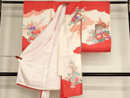 平和屋着物[]お宮参り　女の子　祝着　産着　初着　のしめ　御所車花文　暈し染め　逸品　AABG3396ja