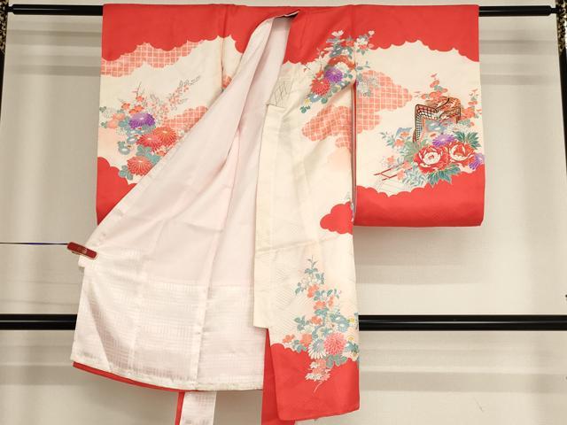 平和屋着物[]お宮参り　女の子　祝着　産着　初着　のしめ　御所車花文　暈し染め　逸品　AABG3396ja
