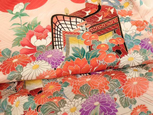 平和屋着物[]お宮参り　女の子　祝着　産着　初着　のしめ　御所車花文　暈し染め　逸品　AABG3396ja