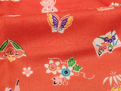 平和屋着物[]七五三　女の子　３歳　祝着　三つ身　吉祥花蝶文　暈し染め　正絹　逸品　AABG3397ja