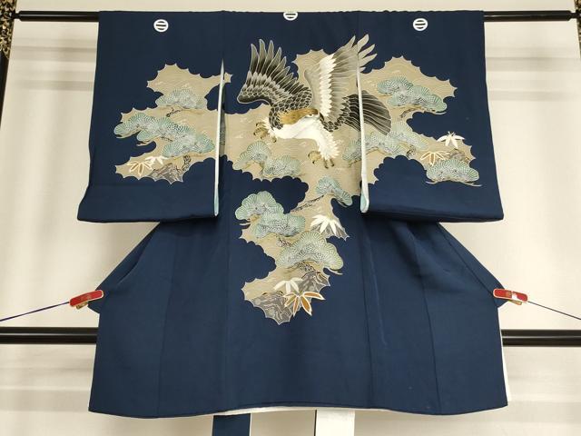 平和屋着物[]お宮参り 男の子 祝着 産着 初着 のしめ 鷹 松 金彩 逸品 AABG3400ja