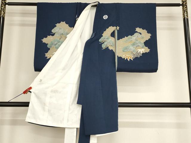 平和屋着物[]お宮参り　男の子　祝着　産着　初着　のしめ　鷹　松　金彩　逸品　AABG3400ja