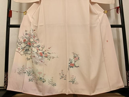 平和屋着物●訪問着　友禅　作家物　枝花文　暈し染め　正絹　逸品　AABG3402ph