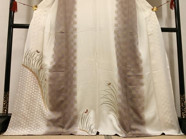 平和屋着物●訪問着　刺繍　舞蝶芝文　胴抜き仕立て　暈し染め　金彩　高島屋扱い　正絹　逸品　AABG3404ph
