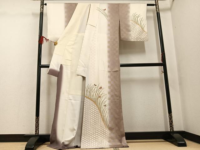 平和屋着物●訪問着　刺繍　舞蝶芝文　胴抜き仕立て　暈し染め　金彩　高島屋扱い　正絹　逸品　AABG3404ph