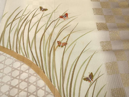 平和屋着物●訪問着　刺繍　舞蝶芝文　胴抜き仕立て　暈し染め　金彩　高島屋扱い　正絹　逸品　AABG3404ph