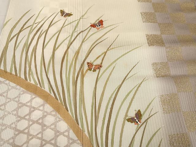 平和屋着物●訪問着　刺繍　舞蝶芝文　胴抜き仕立て　暈し染め　金彩　高島屋扱い　正絹　逸品　AABG3404ph