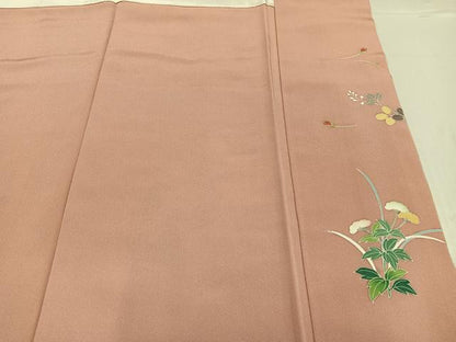 平和屋着物●訪問着　友禅　地紙枝花文　暈し染め　金彩　正絹　逸品　未使用　AABG3410ph