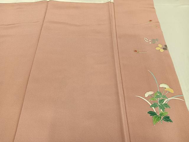 平和屋着物●訪問着　友禅　地紙枝花文　暈し染め　金彩　正絹　逸品　未使用　AABG3410ph