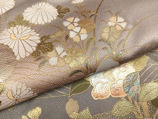 平和屋着物●訪問着　エ霞枝花文　暈し染め　金銀彩　正絹　逸品　AABG3411ph