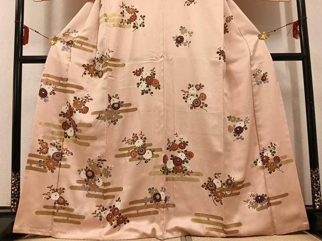 平和屋着物●訪問着　駒刺繍　エ霞枝花文　金彩　正絹　逸品　AABG3413ph