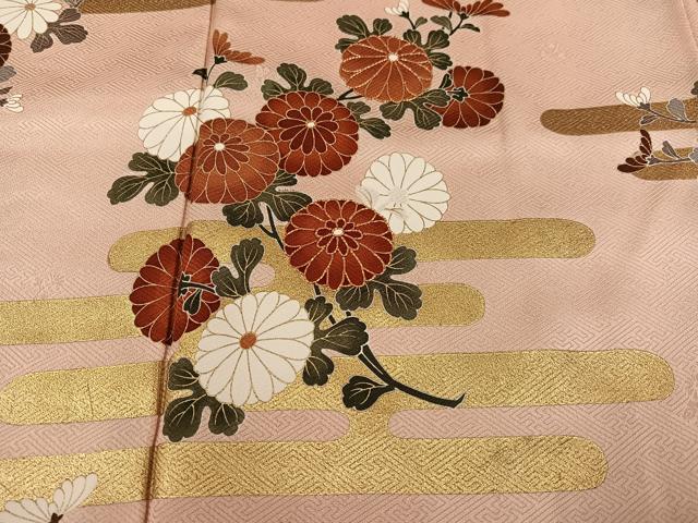 平和屋着物●訪問着　駒刺繍　エ霞枝花文　金彩　正絹　逸品　AABG3413ph