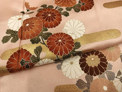 平和屋着物●訪問着　駒刺繍　エ霞枝花文　金彩　正絹　逸品　AABG3413ph