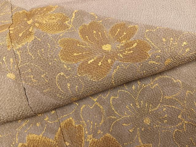 平和屋着物●色留訪問着　作家物　手描き　春萌　舞桜文　金彩　鬼しぼ縮緬　正絹　逸品　AABG3414ph