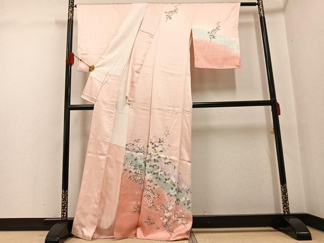 平和屋着物●訪問着　枝花籬文　暈し染め　金銀彩　正絹　逸品　AABG3418ph