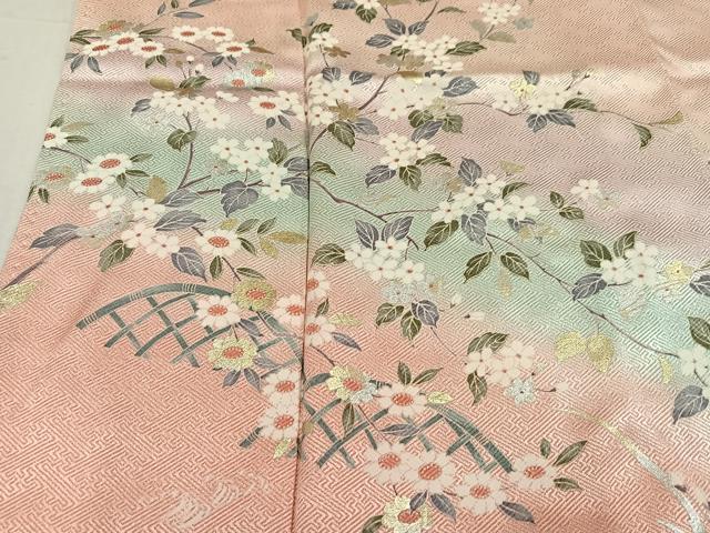 平和屋着物●訪問着　枝花籬文　暈し染め　金銀彩　正絹　逸品　AABG3418ph
